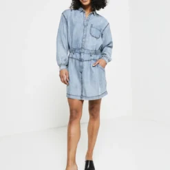 Ikks Robe En Lyocell Inspiration Denim - Gris Bleu -Promos Sublisca Magasin 001011349 001 V3 T4