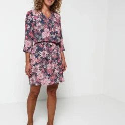 Robe Courte Ceinturée - Bleu Marine -Promos Sublisca Magasin 001011350 001 V3 T4