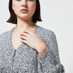 Robe Taille Haute À Manches Longues - Bleu -Promos Sublisca Magasin 001011353 001 V4 T4