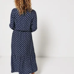 Robe Longue Boutonnée Inspiration Bohème - Bleu -Promos Sublisca Magasin 001011354 001 V2 T4