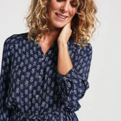 Robe Longue Boutonnée Inspiration Bohème - Bleu -Promos Sublisca Magasin 001011354 001 V4 T4