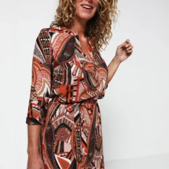 Robe Midi Fluide Imprimée - Camel -Promos Sublisca Magasin 001011362 001 V2 T4