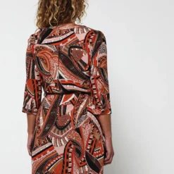 Robe Midi Fluide Imprimée - Camel -Promos Sublisca Magasin 001011362 001 V4 T4