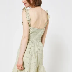 Guess Robe Volantée En Broderie Anglaise - Vert Kaki 7 Guess Robe Volantée En Broderie Anglaise - Vert Kaki -Promos Sublisca Magasin 001011367 001 V4 T4