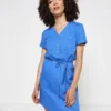 Robe Ceinturée En 100% Lin - Bleu