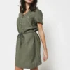 Robe Ceinturée En 100% Lin - Vert