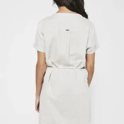 Robe Ceinturée En 100% Lin - Ecru 5 Robe Ceinturée En 100% Lin - Ecru -Promos Sublisca Magasin 001011395 003 V2 T4