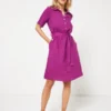Robe Droite En Lin Uni - Violet