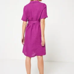 Robe Droite En Lin Uni - Violet -Promos Sublisca Magasin 001011398 001 V2 T4