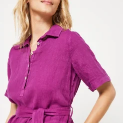 Robe Droite En Lin Uni - Violet -Promos Sublisca Magasin 001011398 001 V4 T4