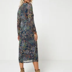 Robe En Voile Imprimé Fleurs - Bleu -Promos Sublisca Magasin 001011400 001 V2 T4