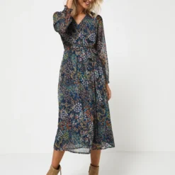 Robe En Voile Imprimé Fleurs - Bleu -Promos Sublisca Magasin 001011400 001 V4 T4