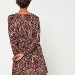 Robe Imprimée À Manches Longues Et Taille Haute - Rouge -Promos Sublisca Magasin 001011420 001 V2 T4