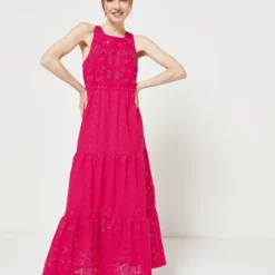 Desigual Robe En Dentelle À Volants Étagés - Rouge -Promos Sublisca Magasin 001011430 001 V4 T4