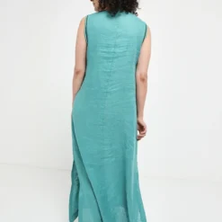 Robe Longue En Lin Naturel - Vert -Promos Sublisca Magasin 001011454 001 V4 T4