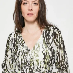 ONE STEP Robe Cache-cœur En Voile Imprimé - Gris -Promos Sublisca Magasin 001011794 001 V2 T4