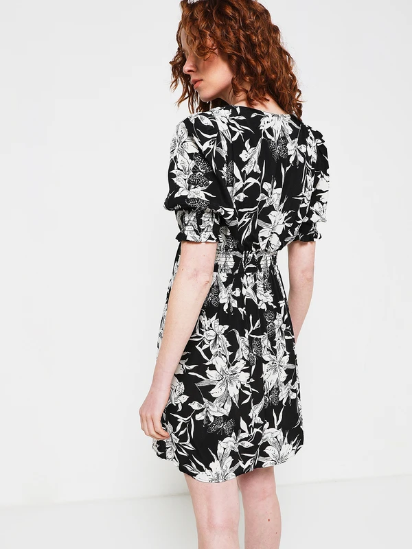 Ikks Robe Crêpe Léger Imprimé Fleurs - Ecru 2 Ikks Robe Crêpe Léger Imprimé Fleurs - Ecru – Image 2