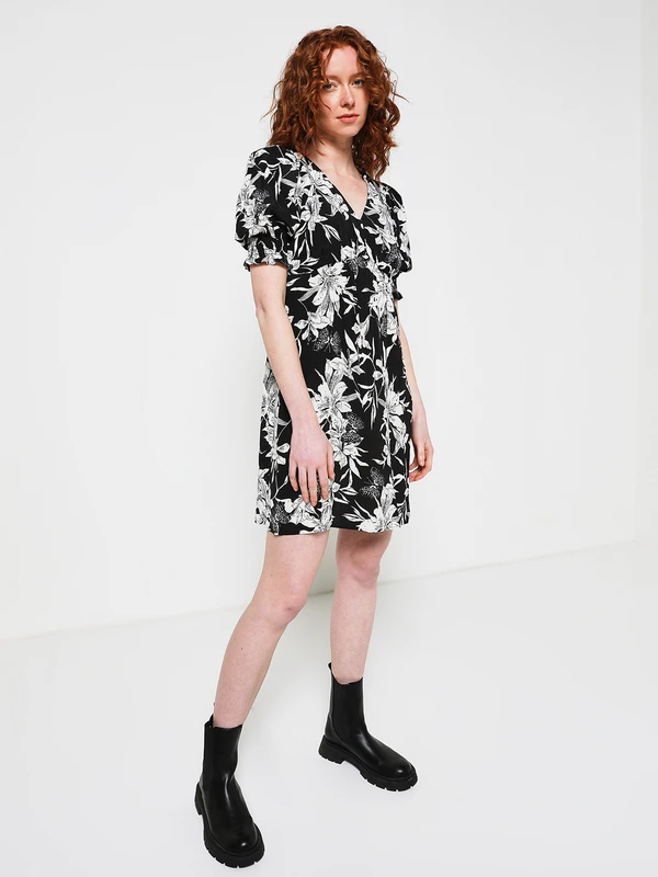 Ikks Robe Crêpe Léger Imprimé Fleurs - Ecru 3 Ikks Robe Crêpe Léger Imprimé Fleurs - Ecru – Image 3