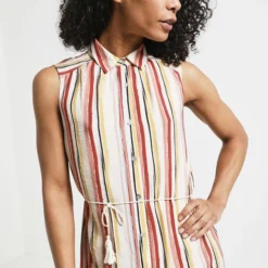 Robe Chemisier À Rayures - Orange -Promos Sublisca Magasin 001011835 001 V2 T4