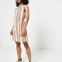 Robe Chemisier À Rayures - Orange -Promos Sublisca Magasin 001011835 001 V3 T4