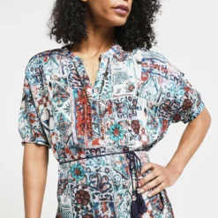 Robe Ceinturée En Lin - Ecru -Promos Sublisca Magasin 001011836 001 V2 T4