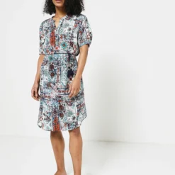 Robe Ceinturée En Lin - Ecru -Promos Sublisca Magasin 001011836 001 V3 T4