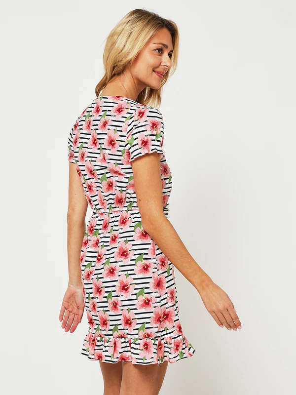 Molly Bracken Robe Portefeuille Imprimée À Volants - Blanc 2 Molly Bracken Robe Portefeuille Imprimée À Volants - Blanc – Image 2