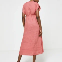 Robe Droite En Lin Uni - Rose -Promos Sublisca Magasin 001011880 001 V4 T4