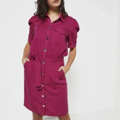 Robe Avec Ceinture - Rose