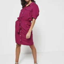 Robe Avec Ceinture - Rose -Promos Sublisca Magasin 001011887 001 V3 T4