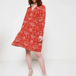 Robe Courte Taille Haute Imprimée - Orange 6 Robe Courte Taille Haute Imprimée - Orange -Promos Sublisca Magasin 001011888 001 V3 T4