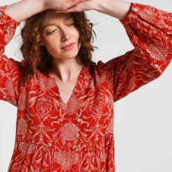 Robe Courte Taille Haute Imprimée - Orange 7 Robe Courte Taille Haute Imprimée - Orange -Promos Sublisca Magasin 001011888 001 V4 T4