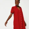ONE STEP Robe Babydoll En Lin - Rouge