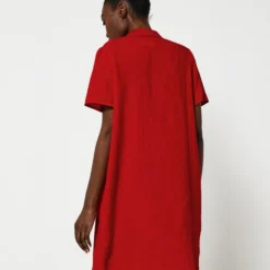ONE STEP Robe Babydoll En Lin - Rouge -Promos Sublisca Magasin 001011895 001 V2 T4