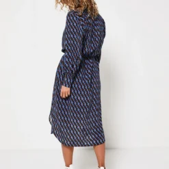 Comma Robe Longue Boutonnée À Motif Graphique - Bleu -Promos Sublisca Magasin 001011896 001 V2 T4