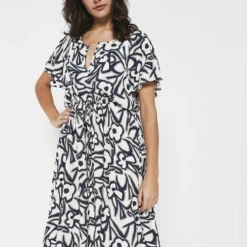 ESPRIT Robe À Imprimé Néo Floral - Ecru