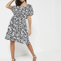 ESPRIT Robe À Imprimé Néo Floral - Ecru -Promos Sublisca Magasin 001011906 001 V3 T4