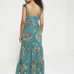 Ikks Robe À Volants Étagés En Voile Fleuri - Vert -Promos Sublisca Magasin 001011910 001 V2 T4