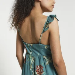 Ikks Robe À Volants Étagés En Voile Fleuri - Vert -Promos Sublisca Magasin 001011910 001 V4 T4