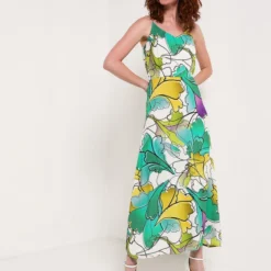 Robe Longue Imprimée - Vert 5 Robe Longue Imprimée - Vert -Promos Sublisca Magasin 001011963 001 V2 T4