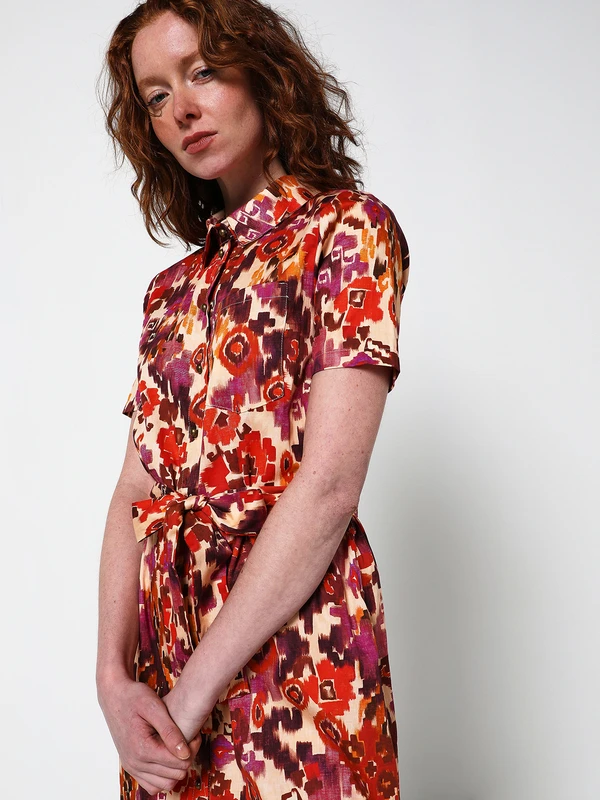 Robe Chemise Avec Ceinture À Nouer - Ecru 4 Robe Chemise Avec Ceinture À Nouer - Ecru – Image 4