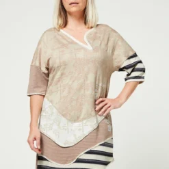 Robe En Jersey Jacquard Lamé - Camel