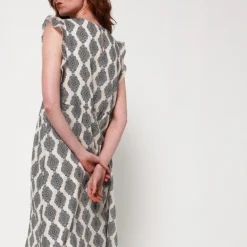 Robe Taille Haute À Mancherons Volantés - Ecru -Promos Sublisca Magasin 001011983 001 V4 T4