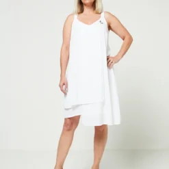 Robe Évasée À Bretelles - Blanc -Promos Sublisca Magasin 001012011 001 V3 T4