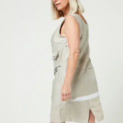 Robe Cache-cœur En Lin Uni - Beige 5 Robe Cache-cœur En Lin Uni - Beige -Promos Sublisca Magasin 001012018 001 V2 T4