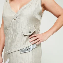 Robe Cache-cœur En Lin Uni - Beige 7 Robe Cache-cœur En Lin Uni - Beige -Promos Sublisca Magasin 001012018 001 V4 T4