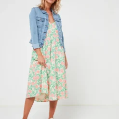 Vero Moda Robe À Bretelles Coupe Ample Imprimée Fleurs - Ecru -Promos Sublisca Magasin 001012028 001 V3 T4