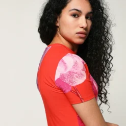 Desigual Robe En Jersey Imprimé Fleurs - Orange -Promos Sublisca Magasin 001012029 001 V4 T4