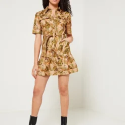 Desigual Robe Saharienne Imprimée Jungle - Jaune -Promos Sublisca Magasin 001012031 001 V3 T4