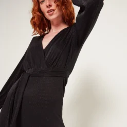 Robe Lurex Fendue Sur Le Côté - Noir -Promos Sublisca Magasin 001012033 001 V2 T4